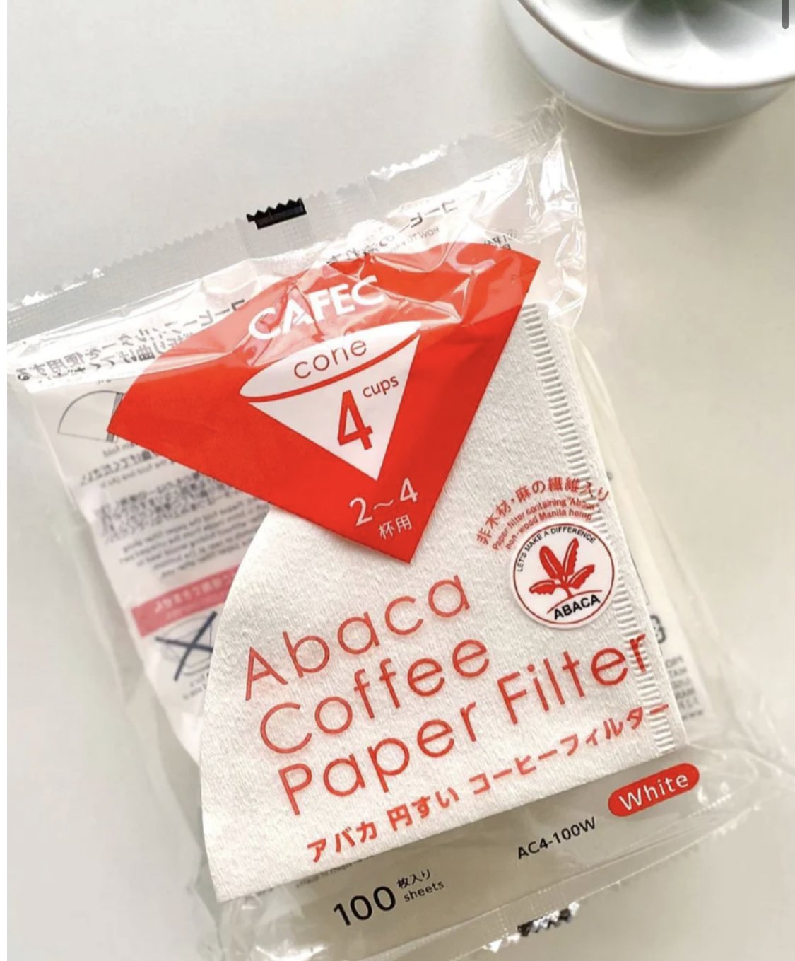 Cone Filter Paper -4 cup CAFEC Abaca
